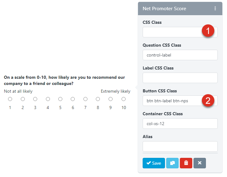 Easy Forms - Form Builder - Net Promoter Score (NPS) with Radio Buttons